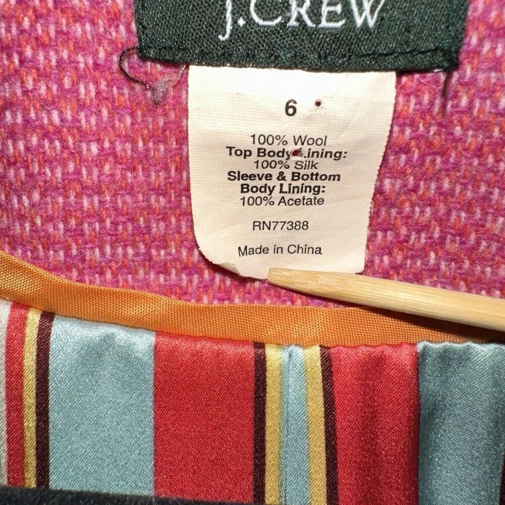 J. CREW ROBERT NOBLE Scotland Wool Blazer Sport Coat Fuchsia Preppy Office Sz 6 - Picture 6 of 8